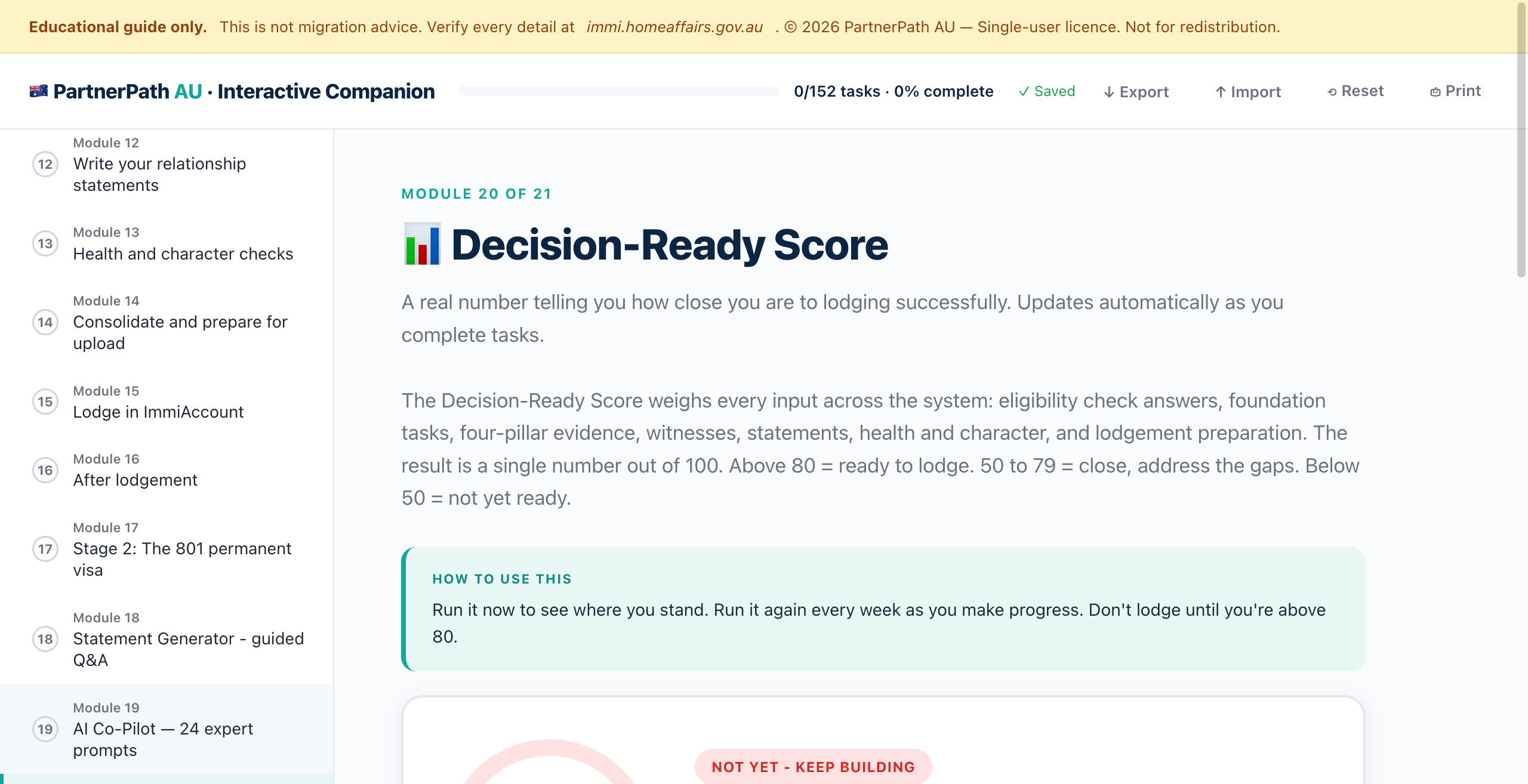 Decision-Ready Score - readiness widget